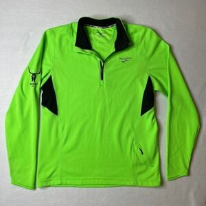 Brooks Mens Running Pullover Jacket Small Neon Green‎ 1/4 Zip Austin Marathon